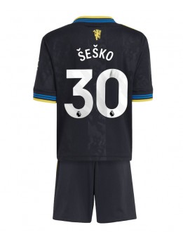 Detské Futbalové oblečenie Manchester United Benjamin Sesko #30 2025-26 Krátky Rukáv - Tretina (+ trenírky)